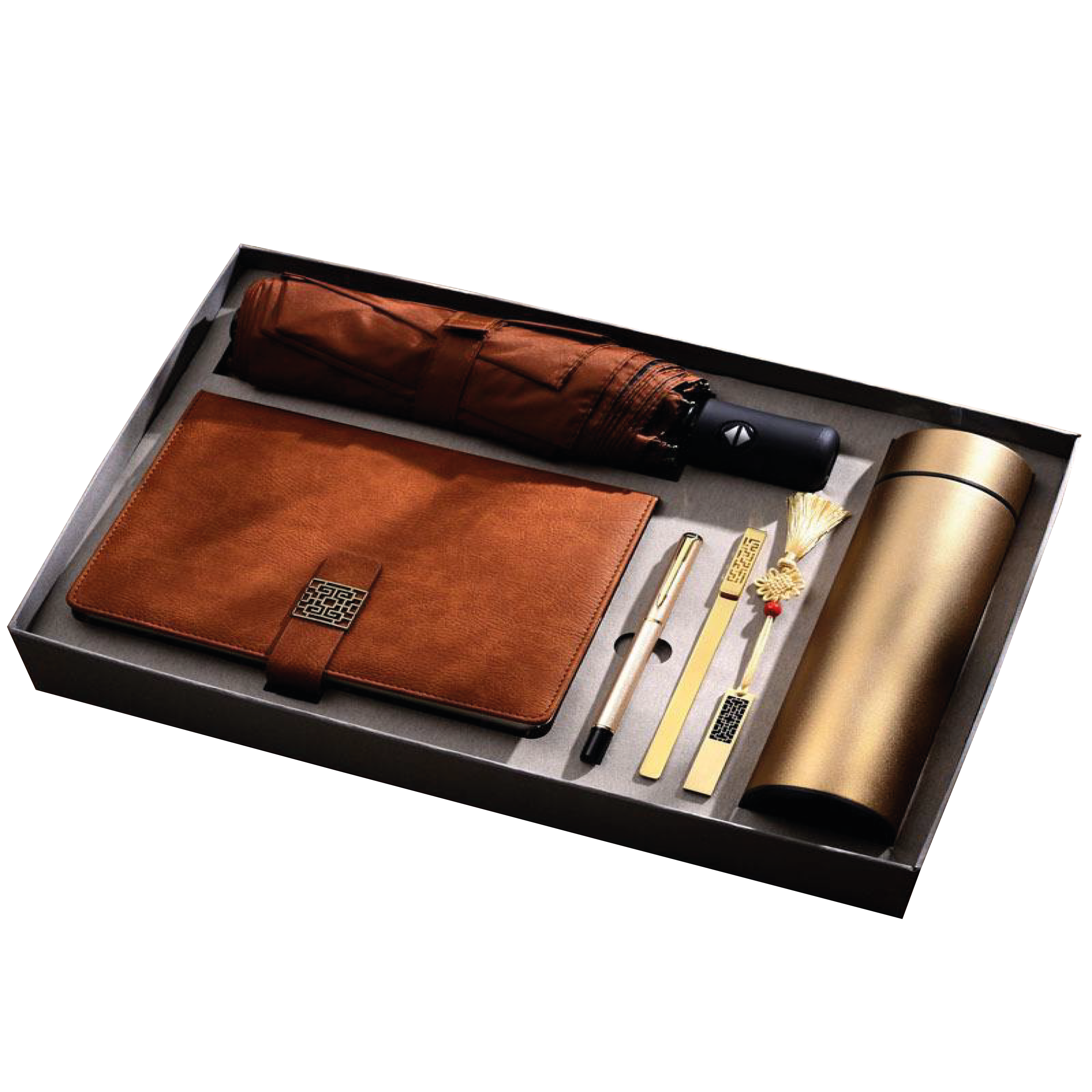 Gift Box 6 in 1 Notebook +  Pen + USB drive + Smart Thermos + Umbrella + Bookmark