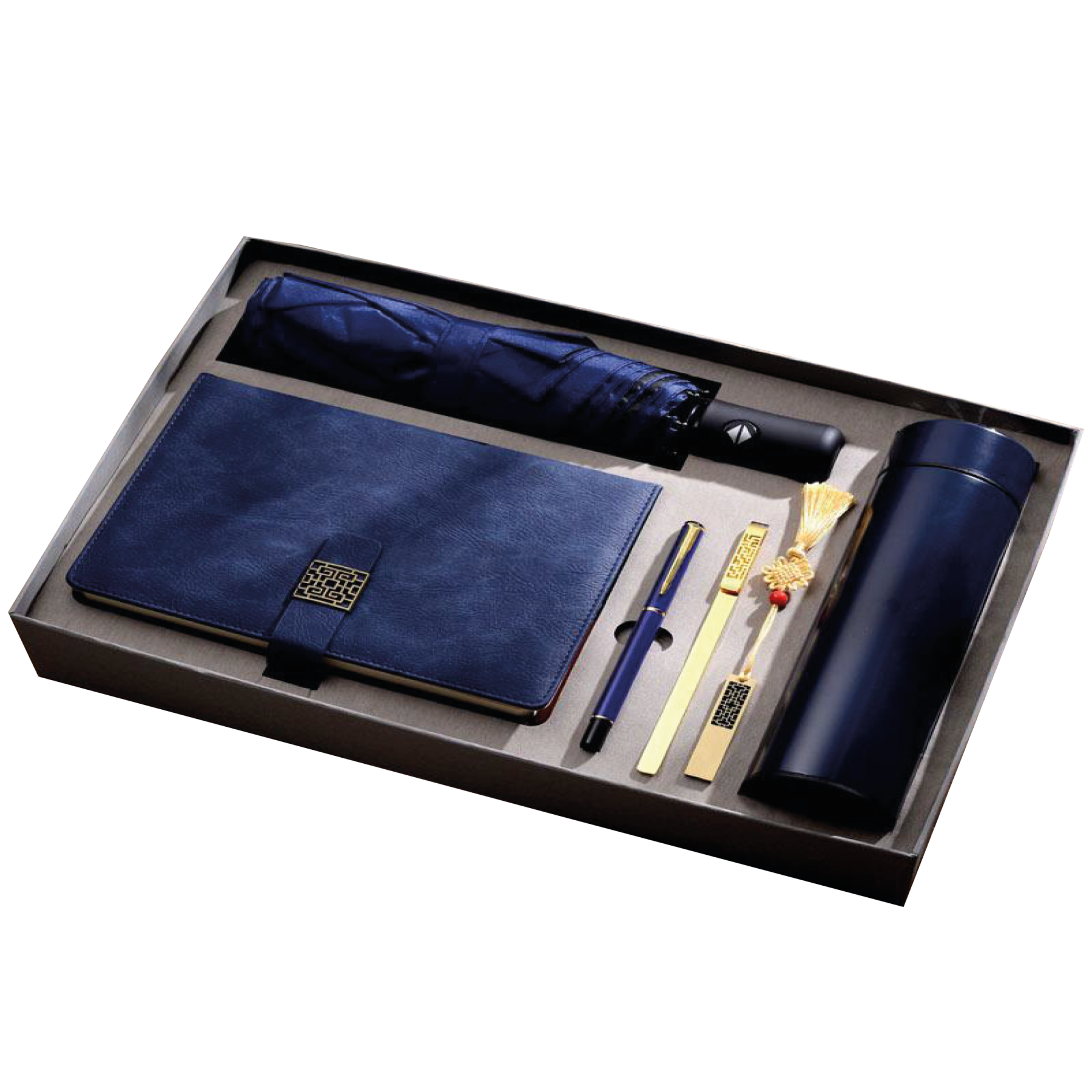 Gift Box 6 in 1 Notebook +  Pen + USB drive + Smart Thermos + Umbrella + Bookmark