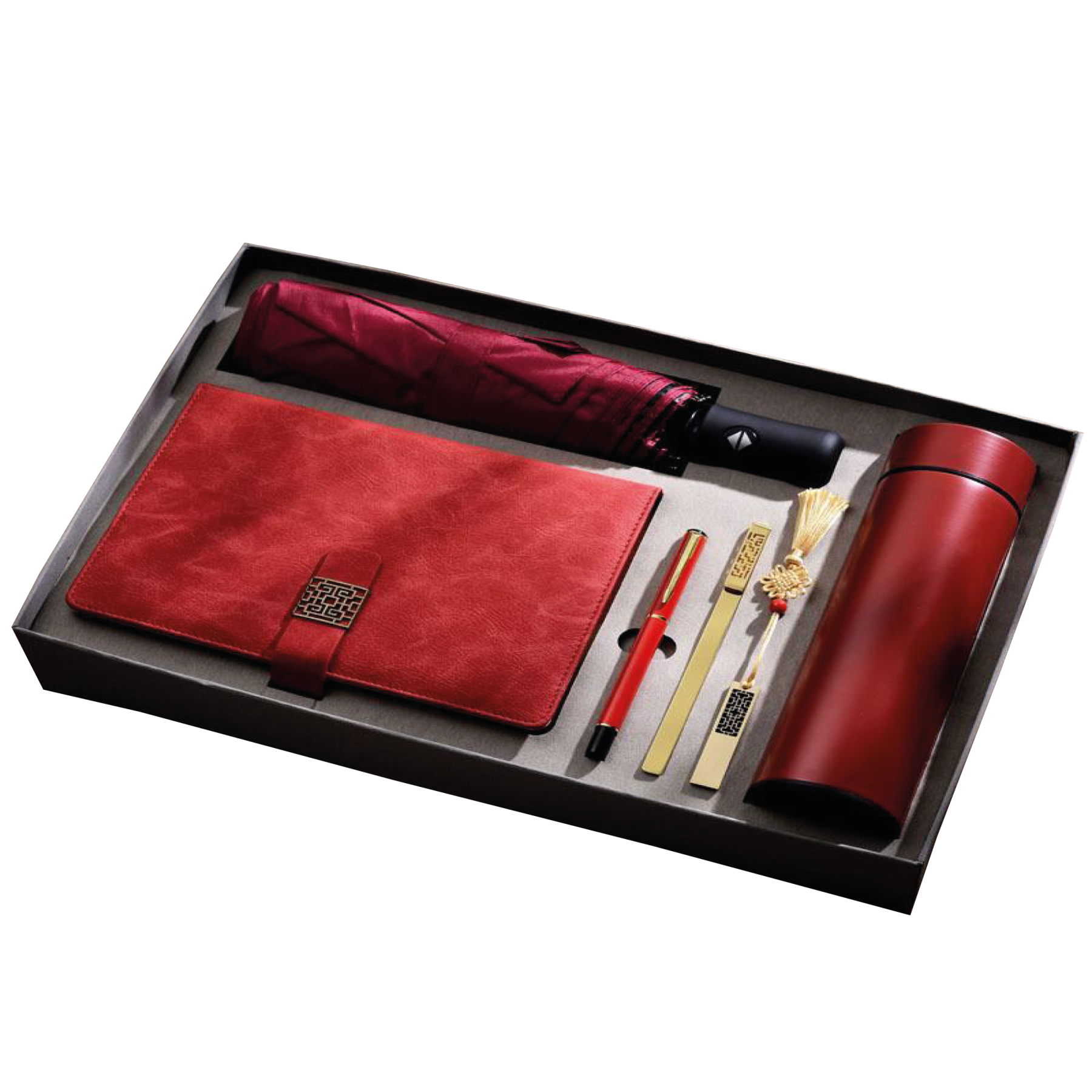 Gift Box 6 in 1 Notebook +  Pen + USB drive + Smart Thermos + Umbrella + Bookmark