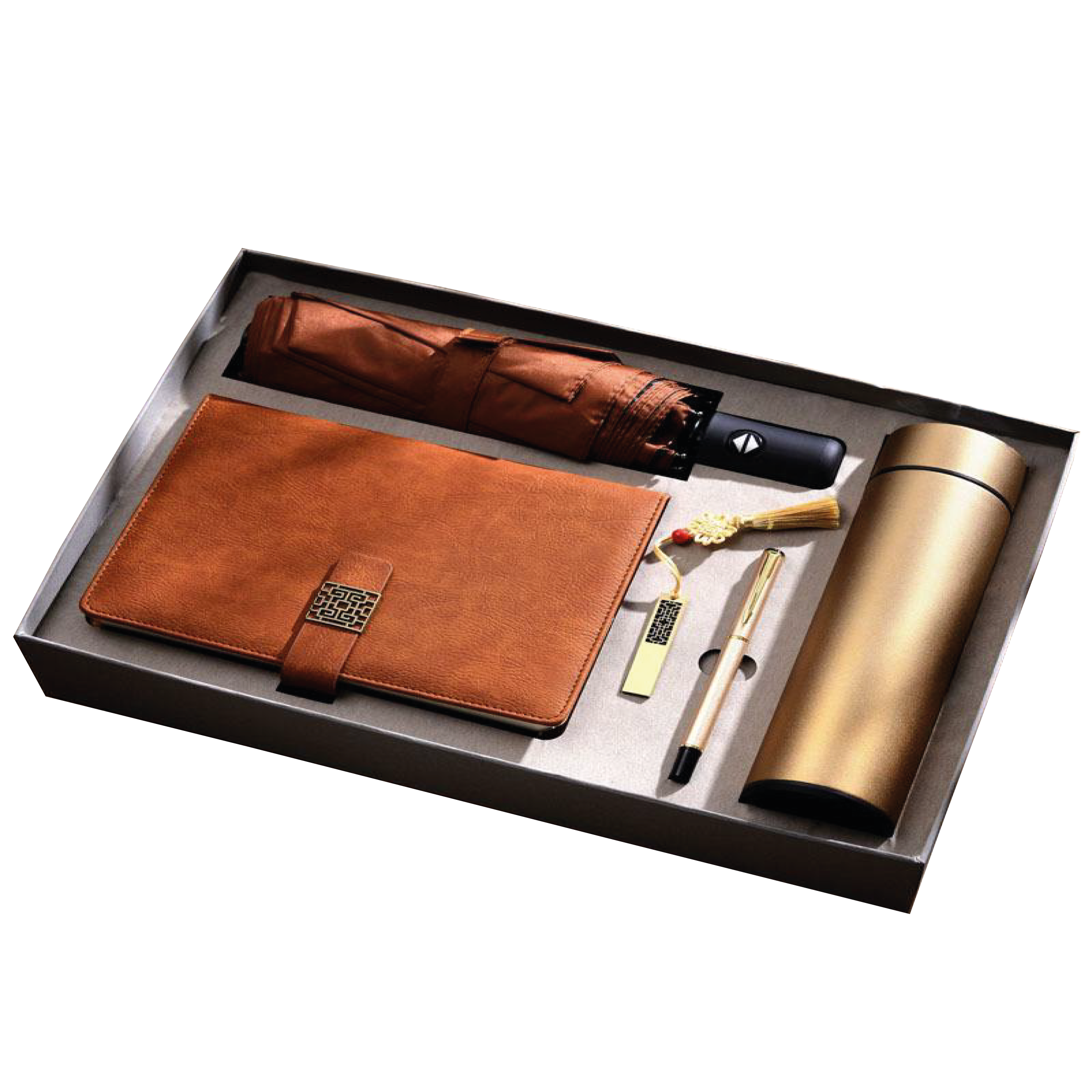 Gift Box 5 in 1 Notebook + Pen + USB drive + Smart Thermos + Umbrella