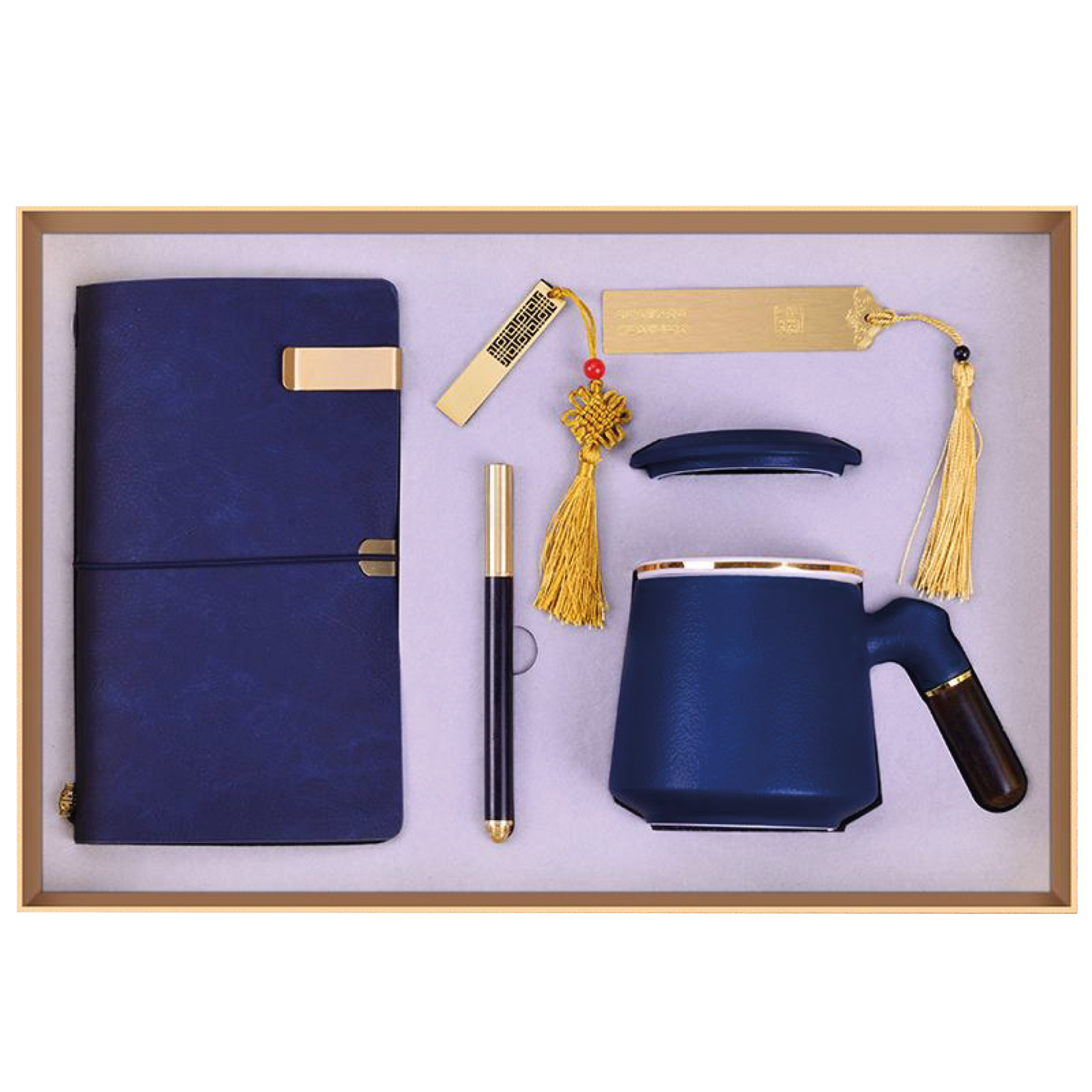 Gift Box 5 in 1 Notebook + Bronze Pen + USB drive + Bookmark + Ceramic Cup