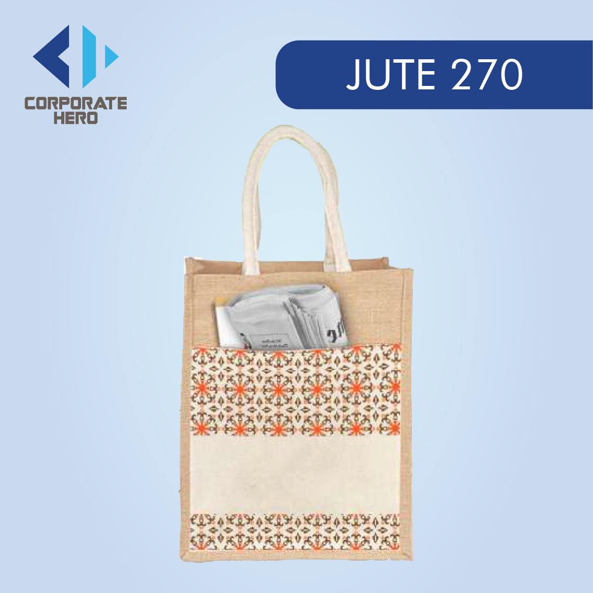 JUTE270 Jute Bag with Canvas Compartment