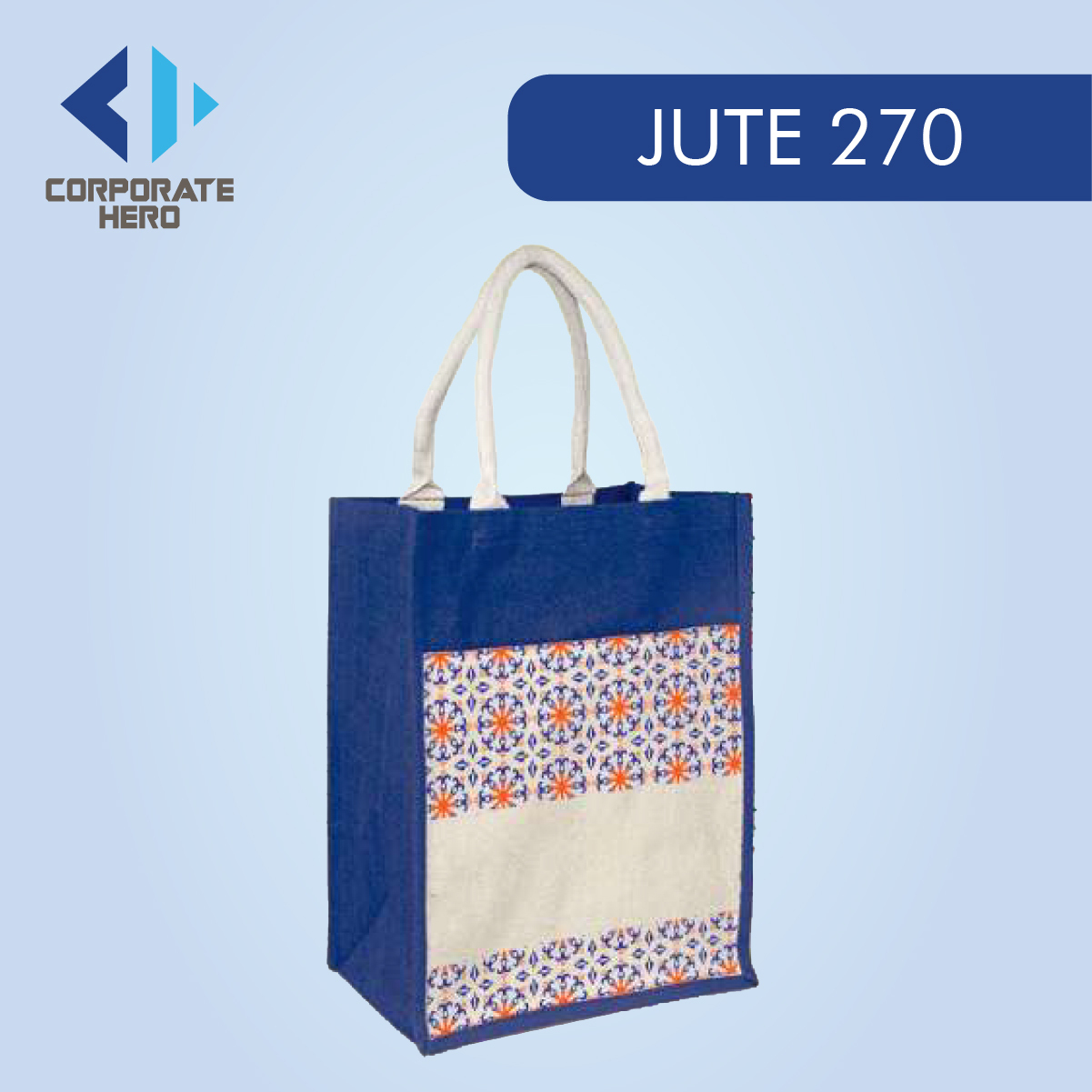 JUTE270 Jute Bag with Canvas Compartment