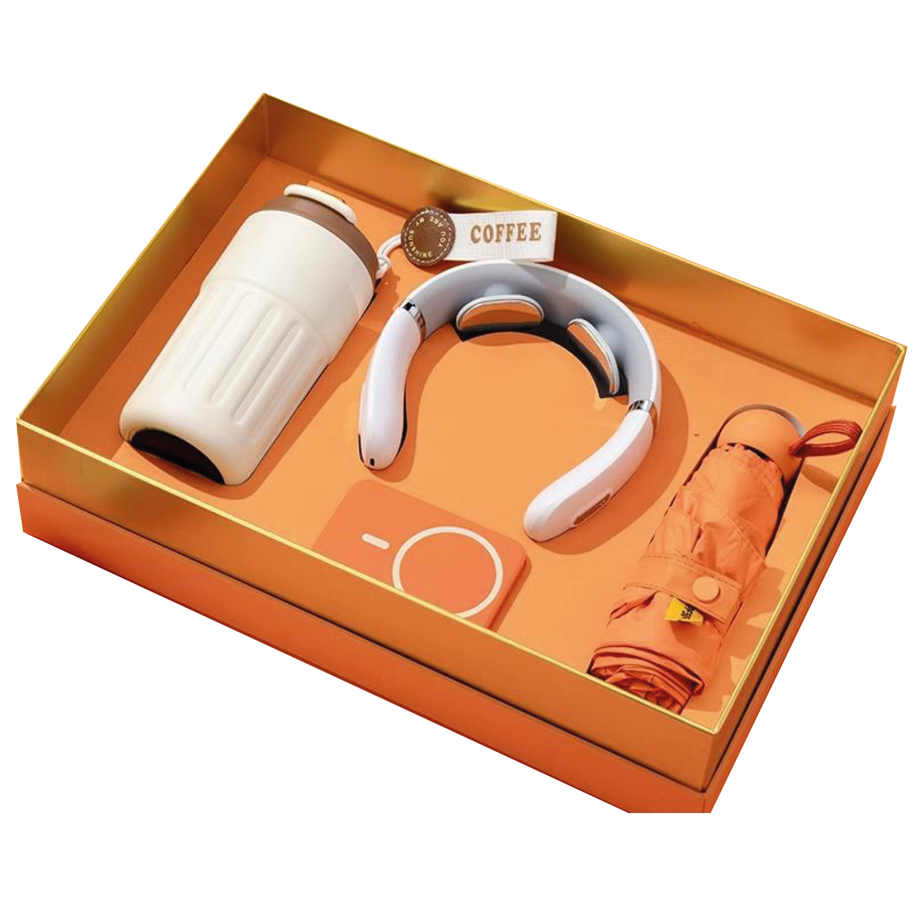 Gift Box 4 in 1 Neck Massager + Powerbank + Mini Umbrella + Coffee Flask