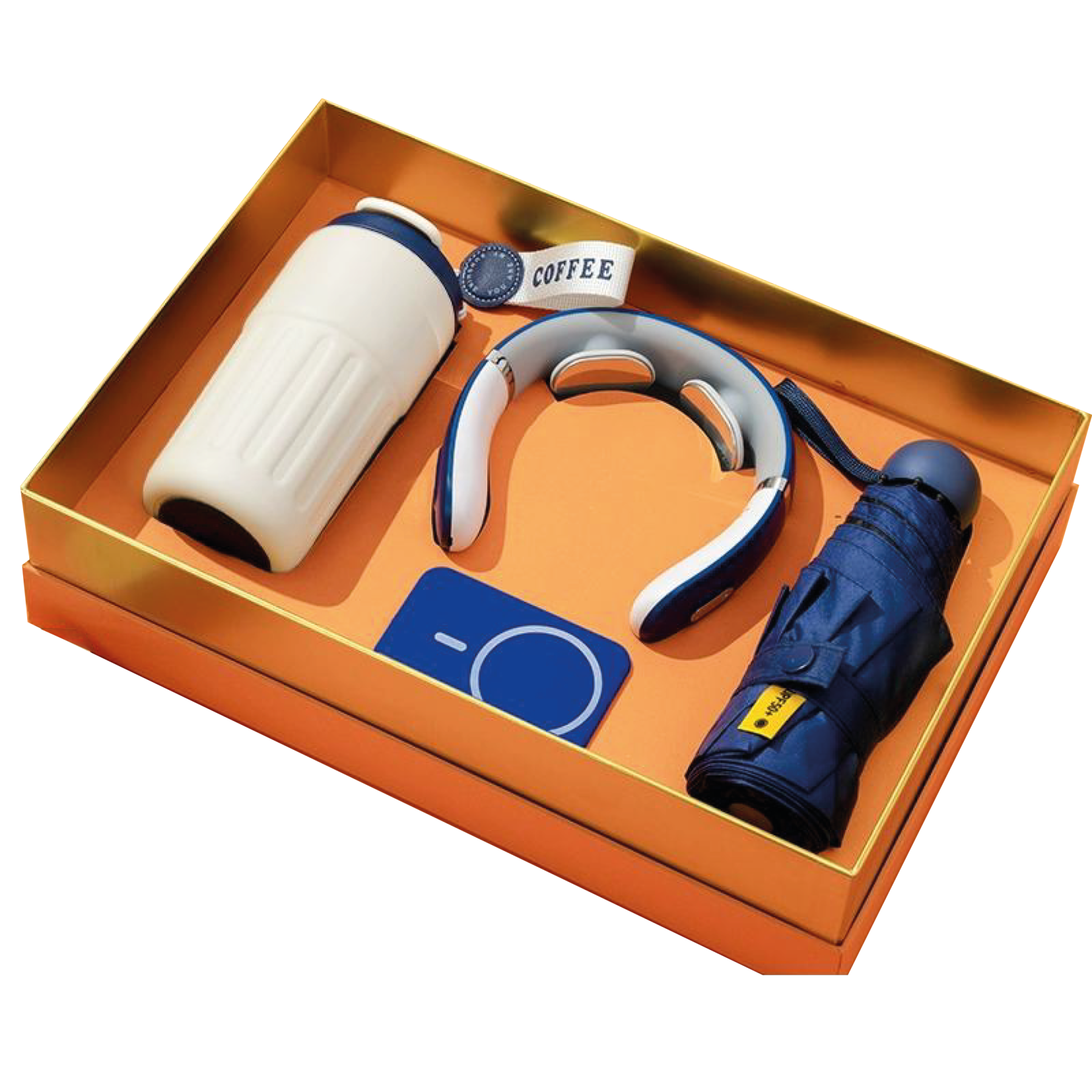 Gift Box 4 in 1 Neck Massager + Powerbank + Mini Umbrella + Coffee Flask