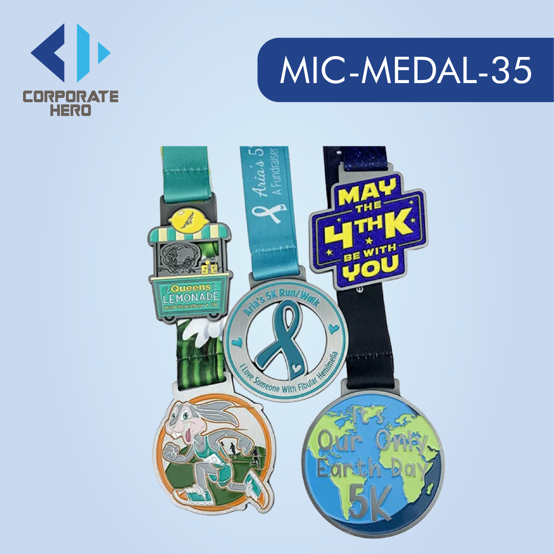 Sport Game Race Medal with Ribbon Custom Personalized