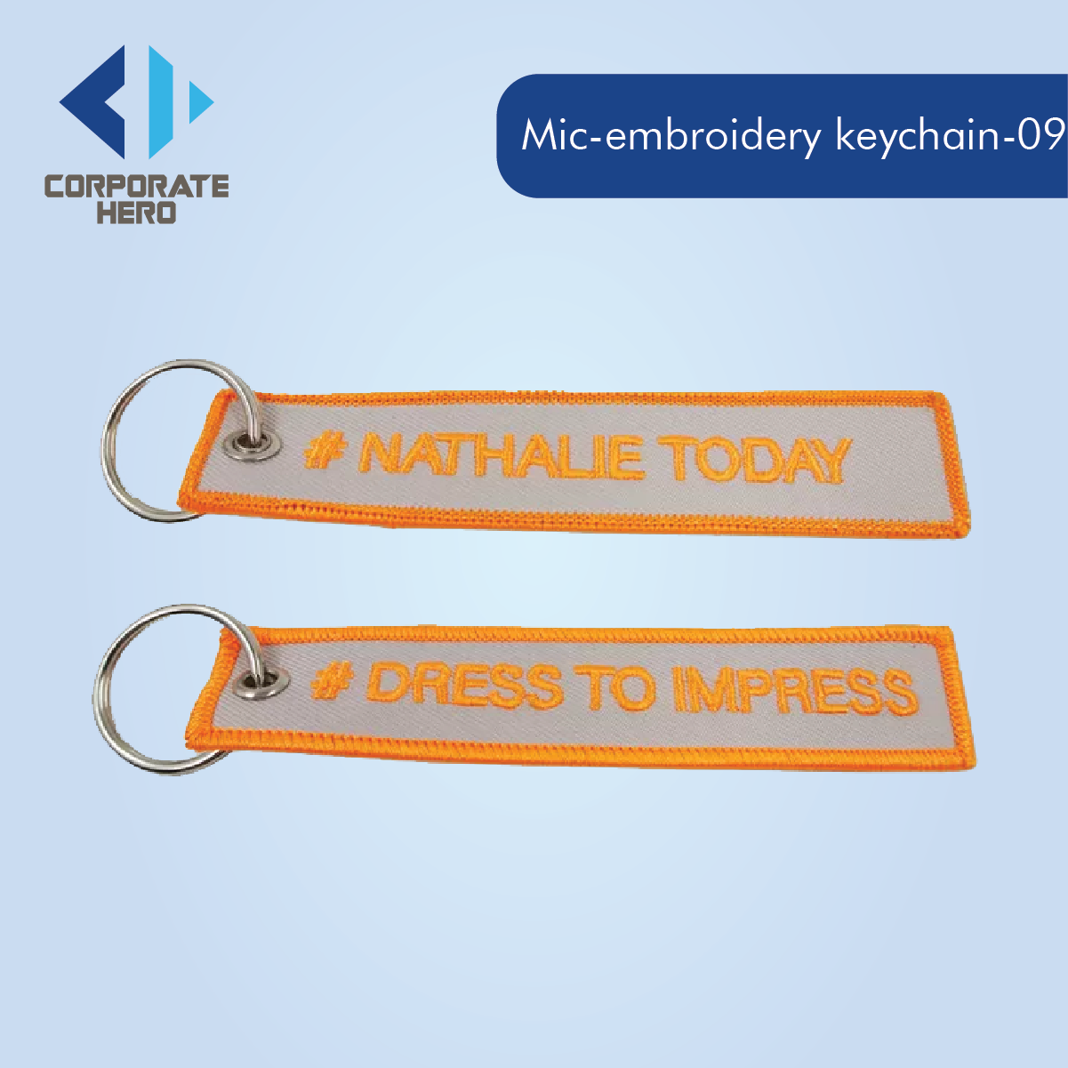 Fabric Strap Embroidered Keychain Tag Custom Personalized