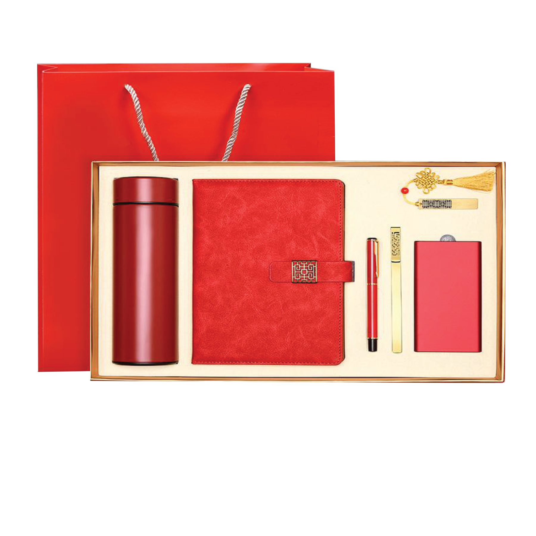 Gift Box 6 in 1 Notebook + Pen + Smart Thermos + Bookmark + Powerbank + USB drive