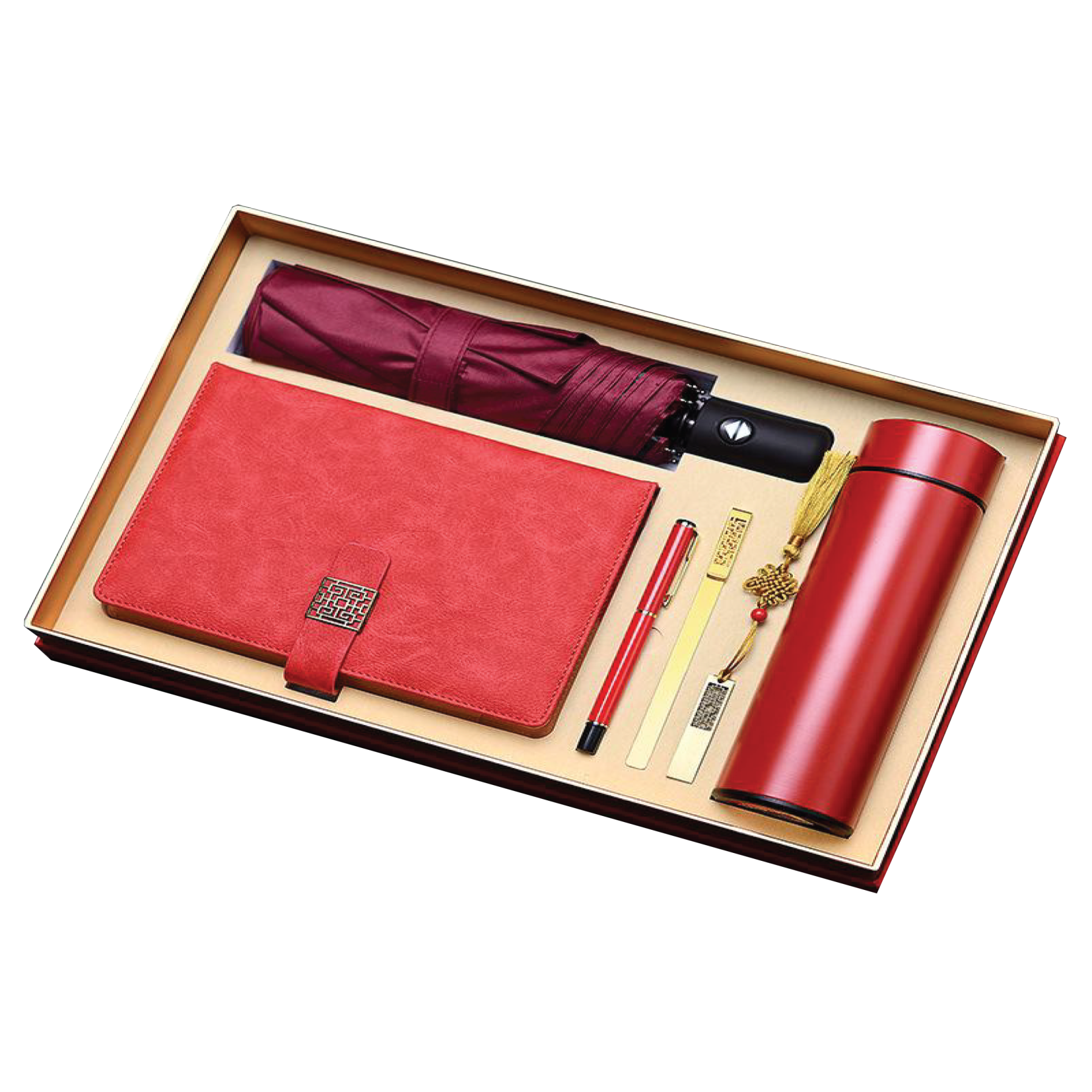 Gift Box 6 in 1 Notebook + Pen + Umbrella + USB drive + Smart Thermos + Bookmark