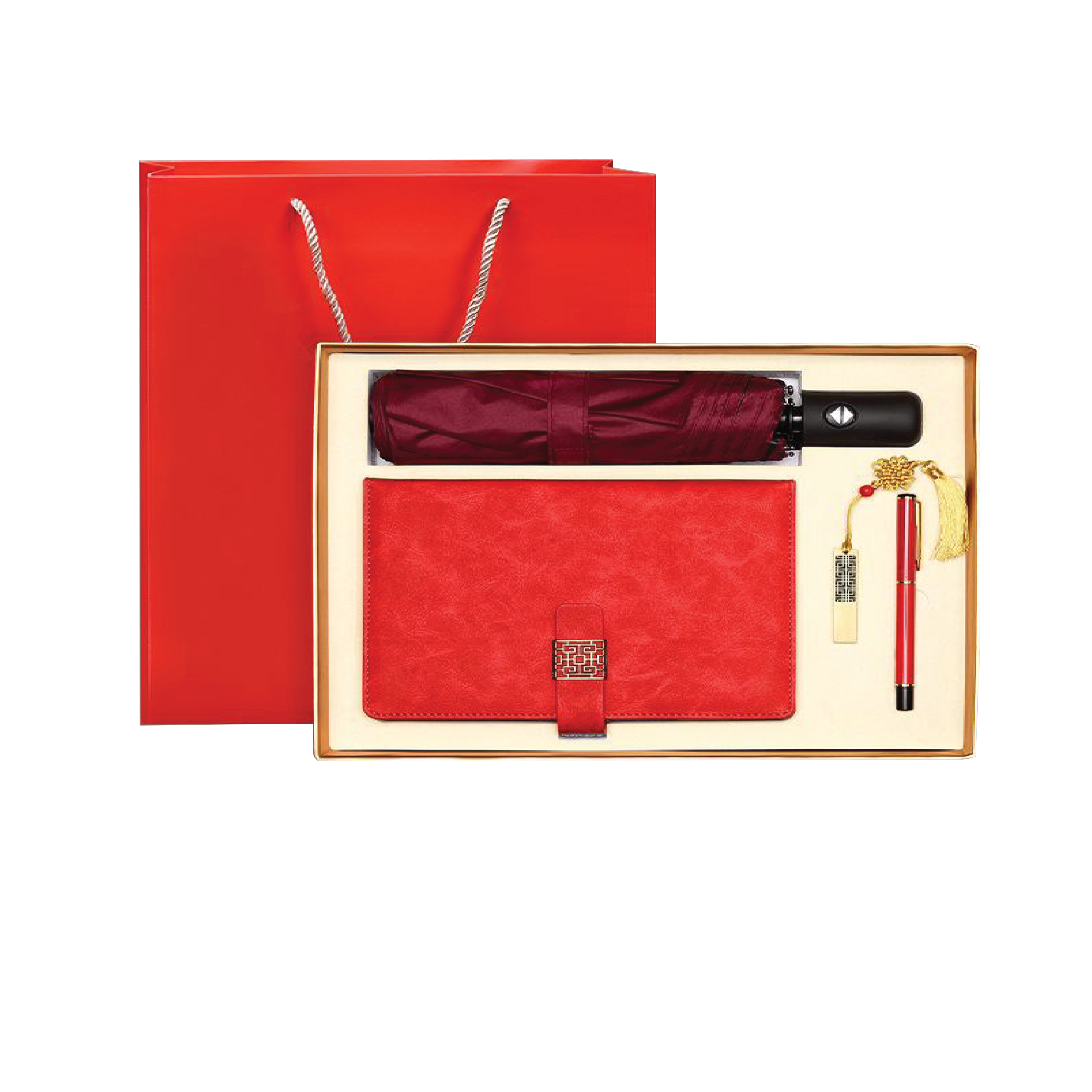 Gift Box 4 in 1 Notebook + Pen + Umbrella + USB drive 