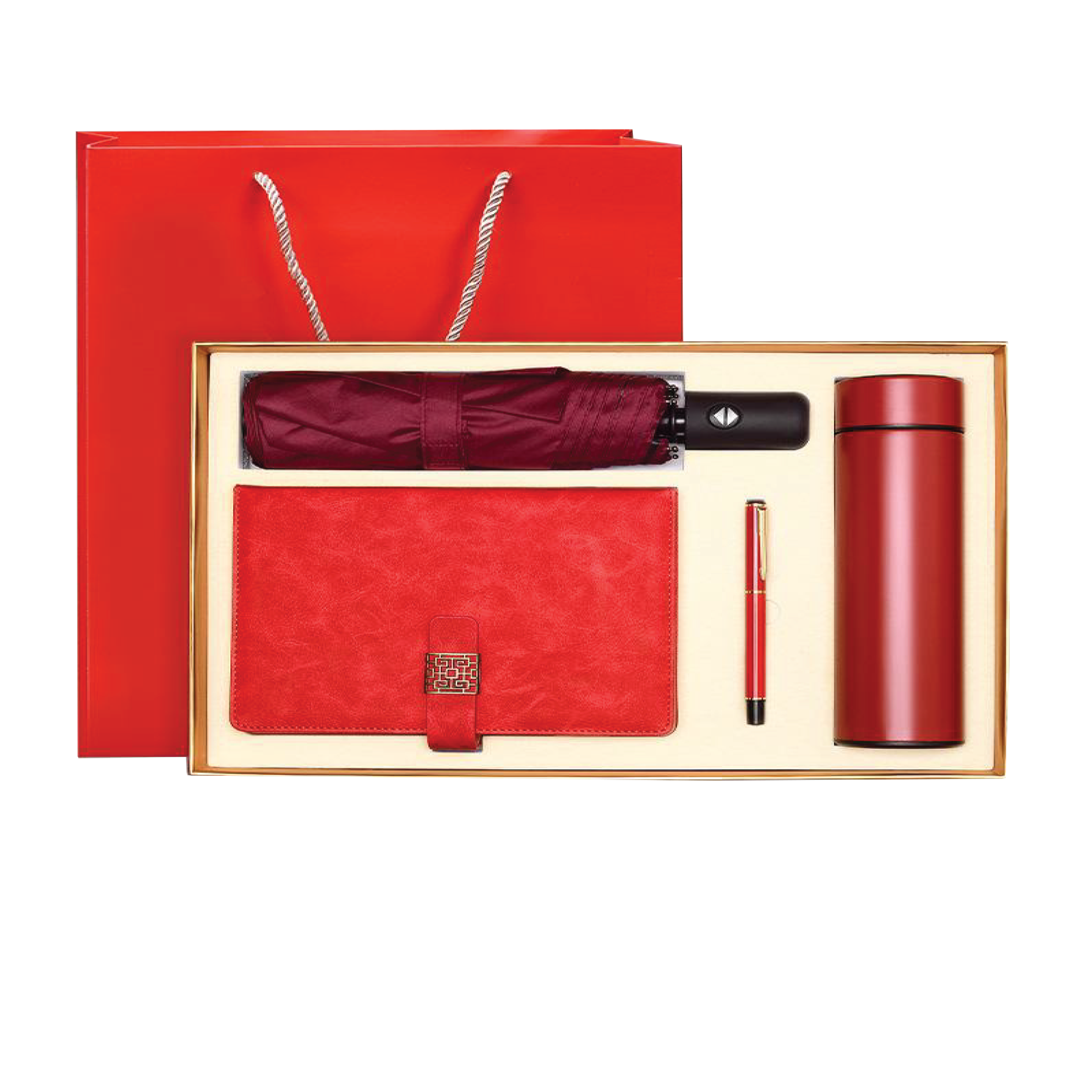 Gift Box 4 in 1 Notebook + Pen + Umbrella + Smart Thermos 