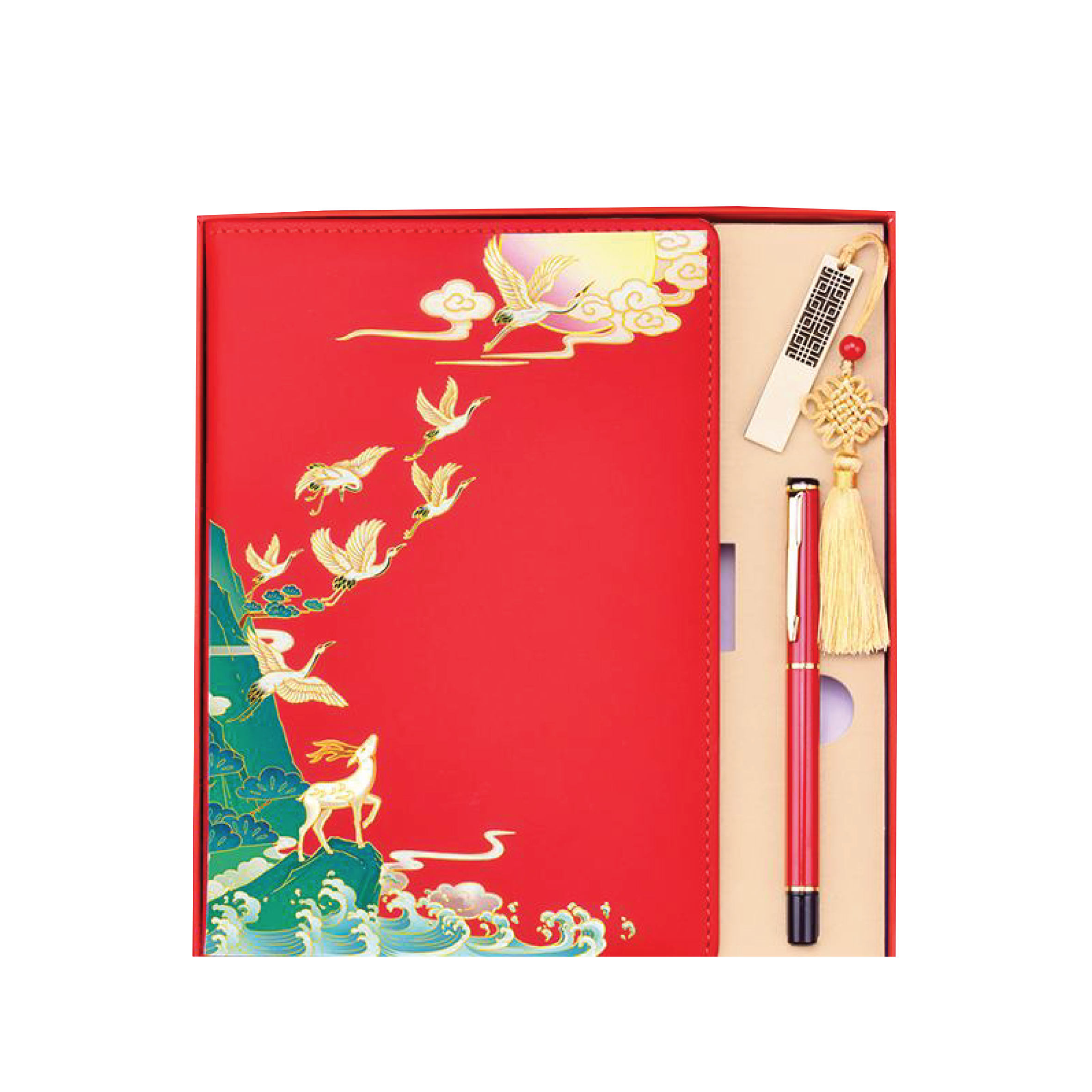 Red Gift Box 3 in 1 Notebook + Pen + USB drive
