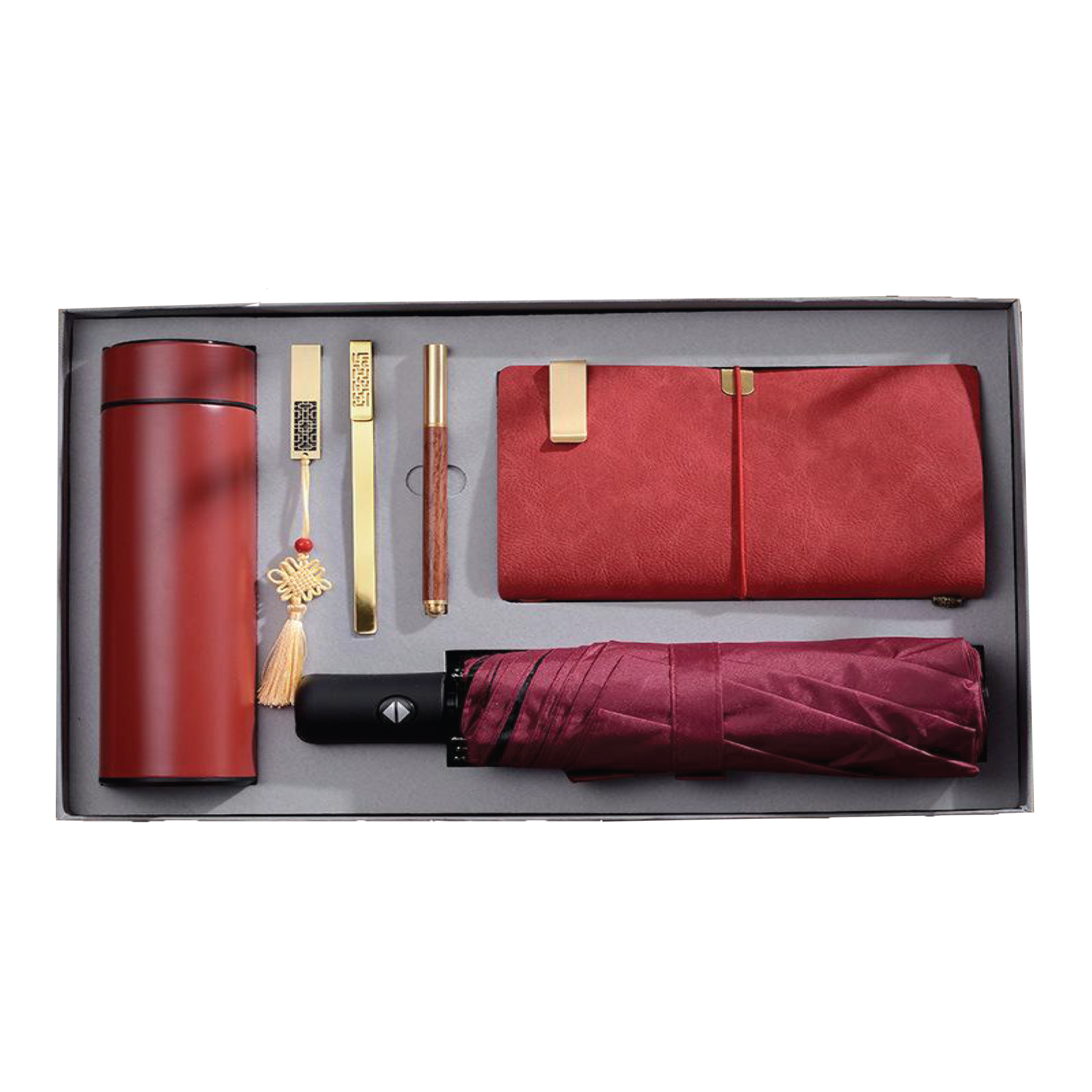 Gift Box 6 in 1 Notebook + Pen + USB drive + Bookmark + Smart Thermos + Umbrella