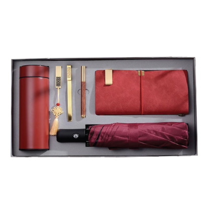 Gift Box 6 in 1 Notebook + Pen + USB drive + Bookmark + Smart Thermos + Umbrella
