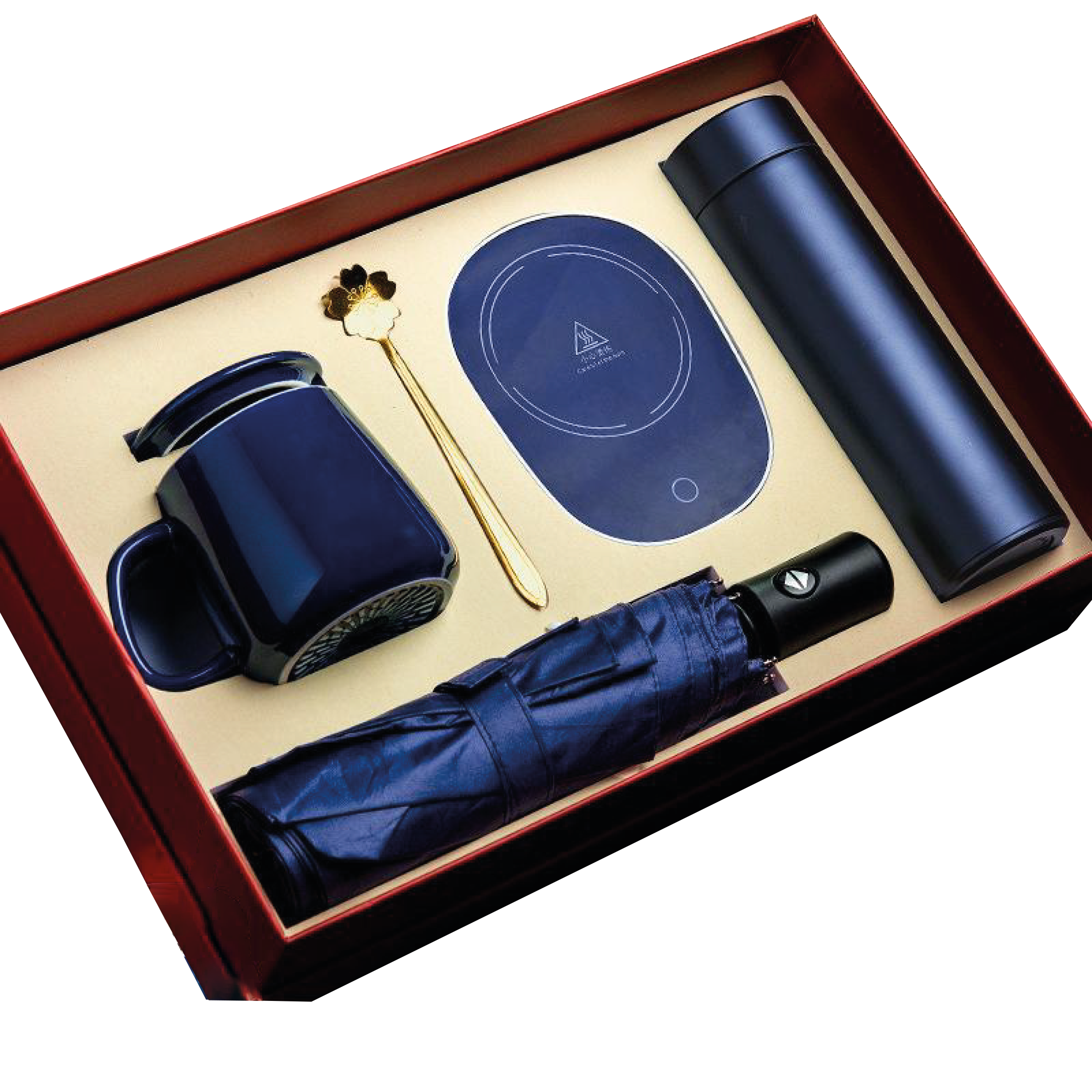 Gift Box 5 in 1 Temperature Controlled Cup(+Holder) + Spoon + Umbrella + Smart Thermos