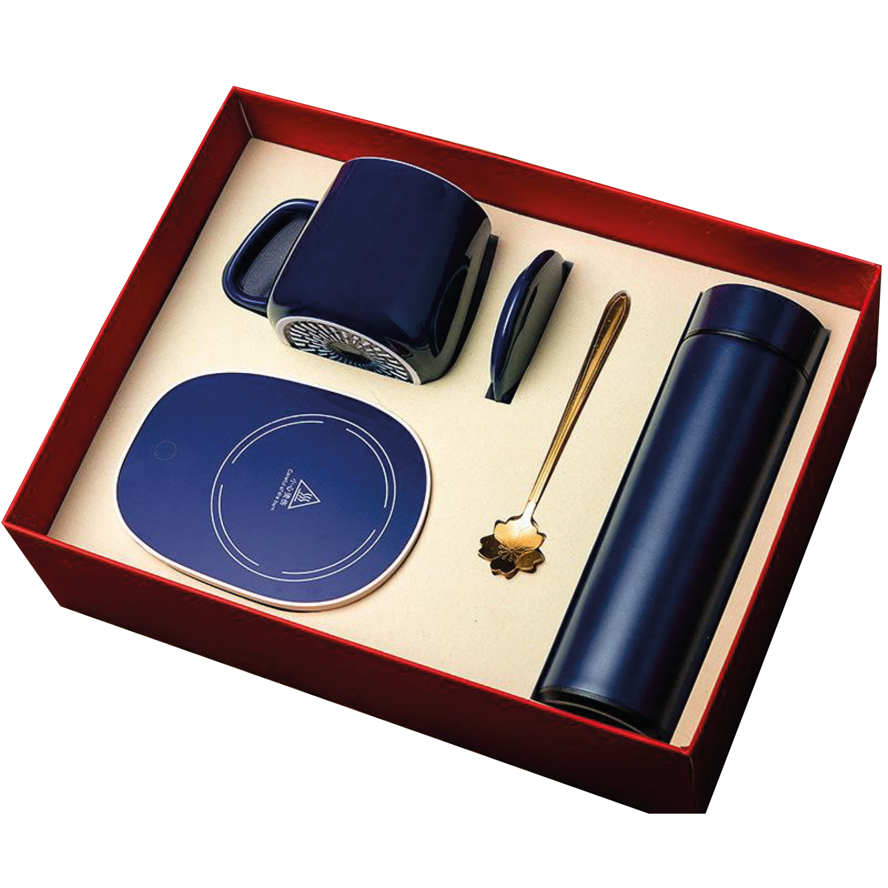 Gift Box 5 in 1 Temperature Controlled Cup(+Holder) + Spoon + Umbrella + Smart Thermos