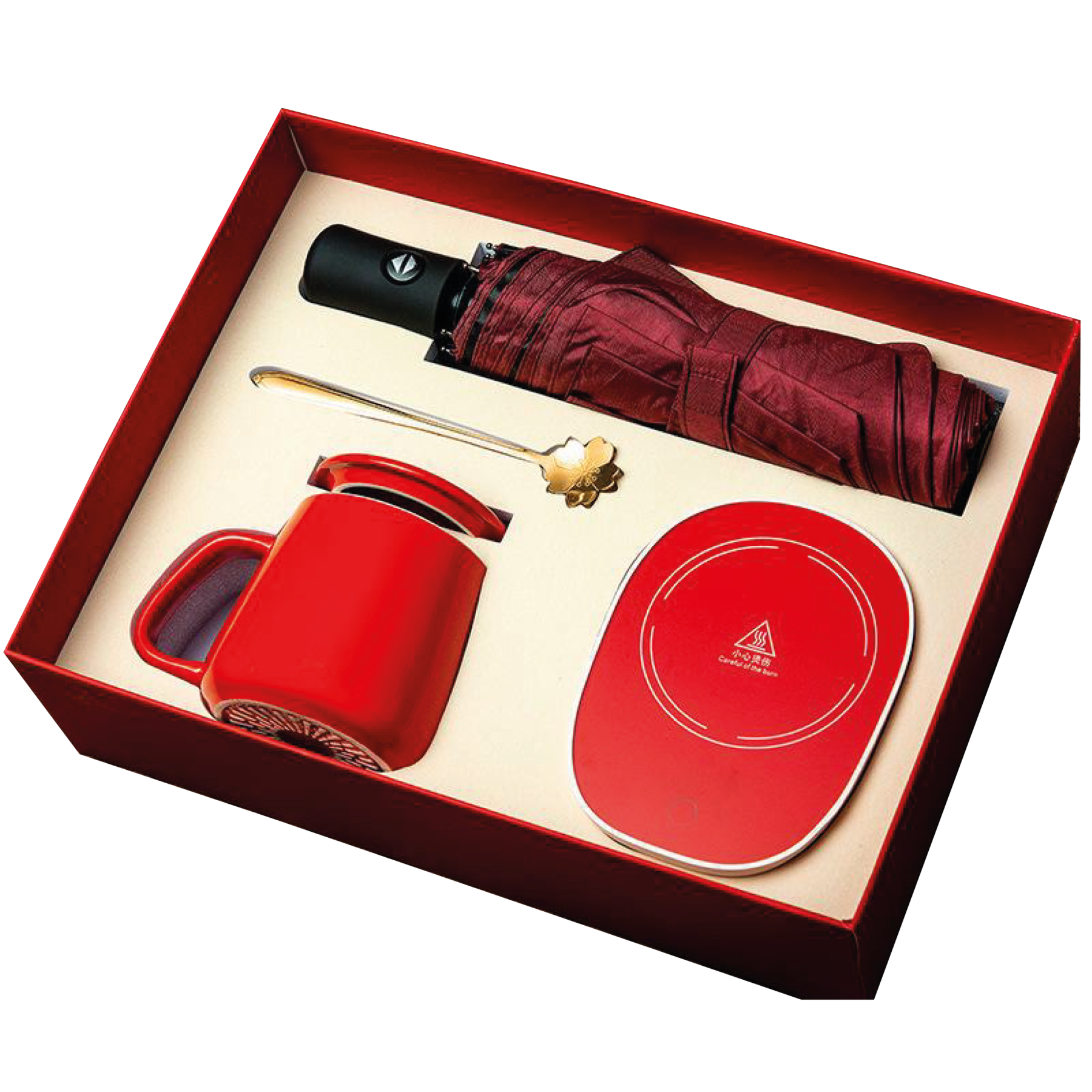 Gift Box 5 in 1 Temperature Controlled Cup(+Holder) + Spoon + Umbrella