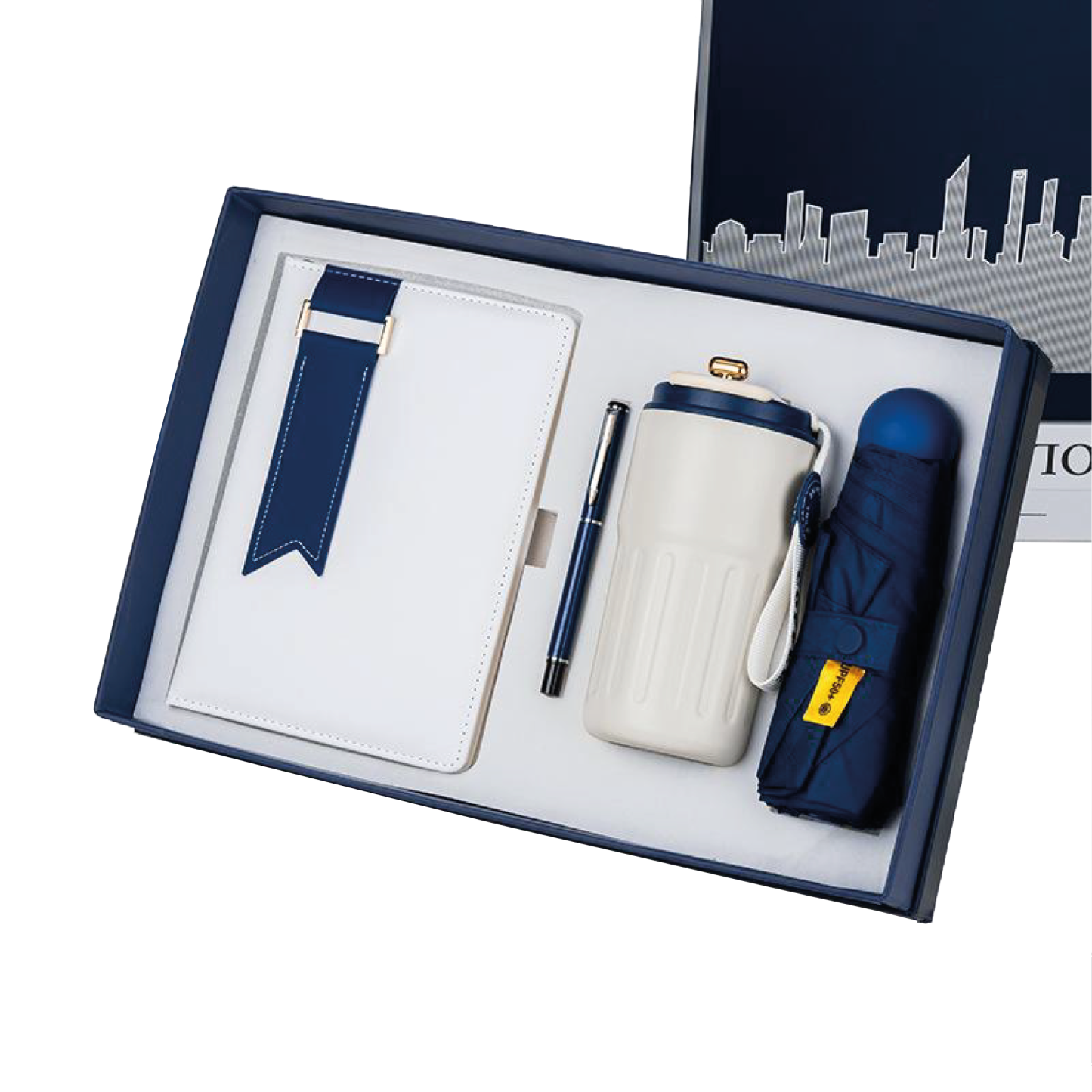 Gift Box 4 in 1 Notebook + Pen + Flask + Mini Umbrella