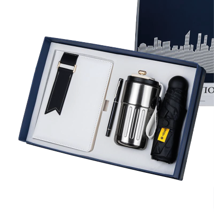 Gift Box 4 in 1 Notebook + Pen + Flask + Mini Umbrella