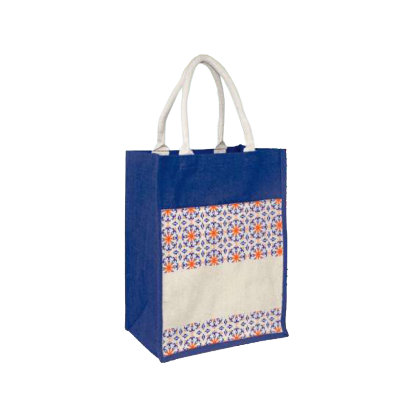 JUTE270 Jute Bag with Canvas Compartment