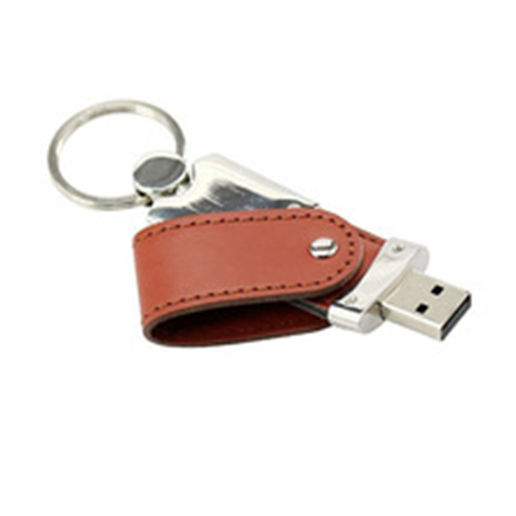 Swivel Leather USB Keychain