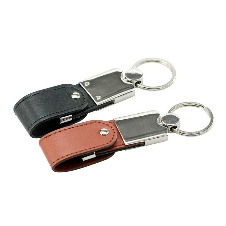 Swivel Leather USB Keychain