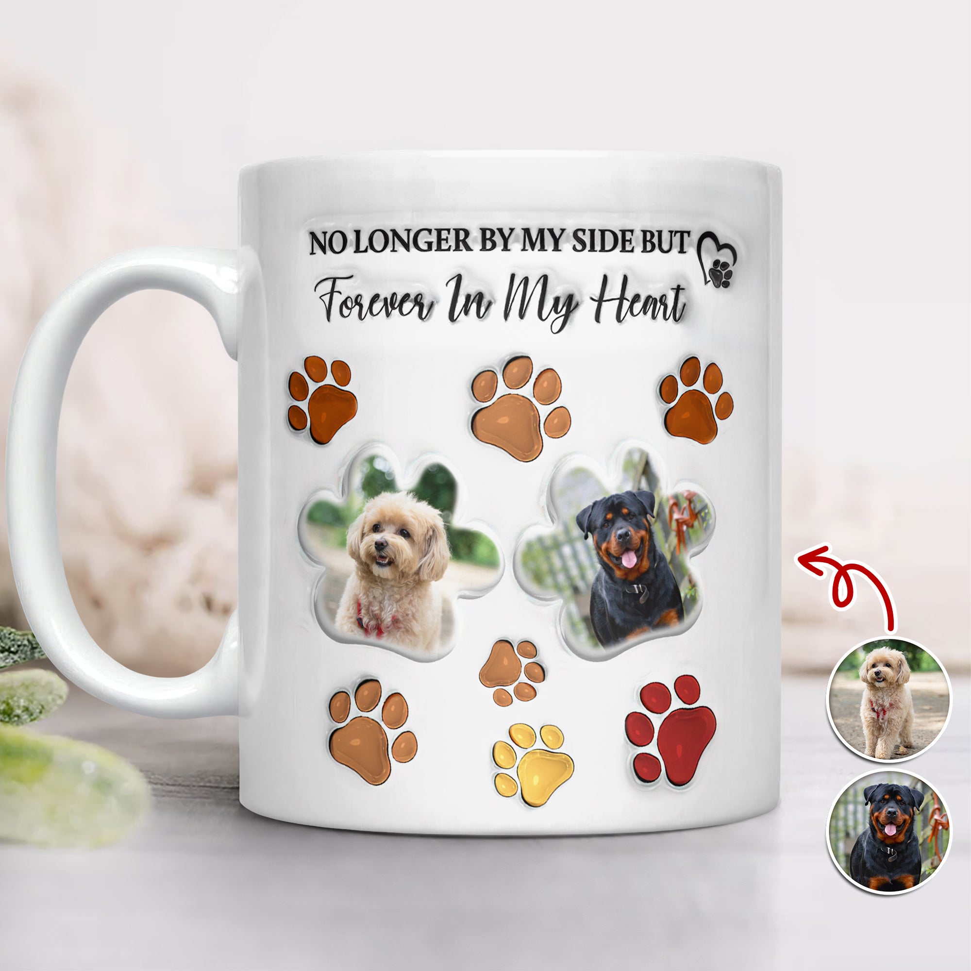 Custom Photo Forever In My Heart Memorial 3D Inflated Effect Printed Mug