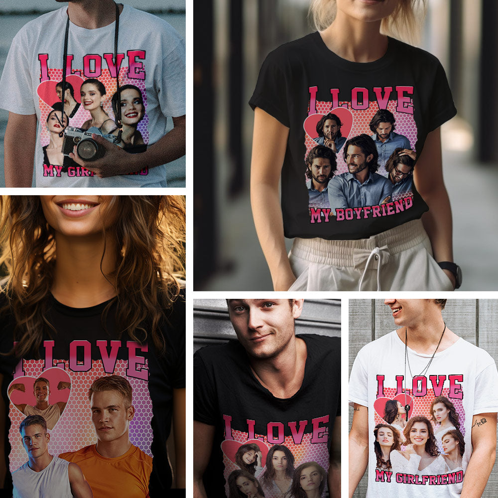 Custom Photo and Name Vintage Tee Personalized T-shirt Gifts for Him/Her - MyFacepajamasAU