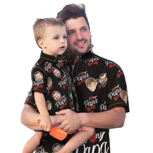 Custom Photo Hawaiian Shirt Personalised Face Hawaiian Shirt Gift Father's Day Gift - I Love My Papa
