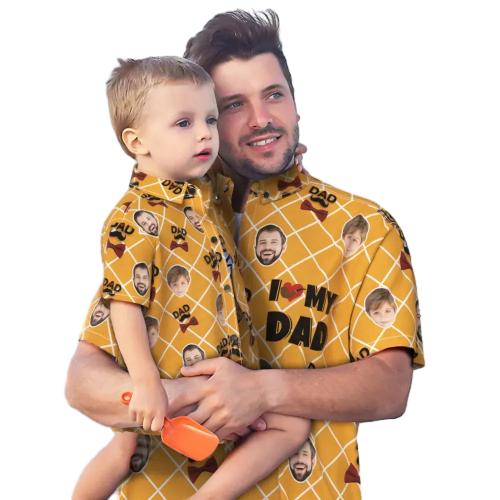 Custom Photo Hawaiian Shirt Personalised Face Hawaiian Shirt Gift Father's Day Gift - I LOVE MY DAD