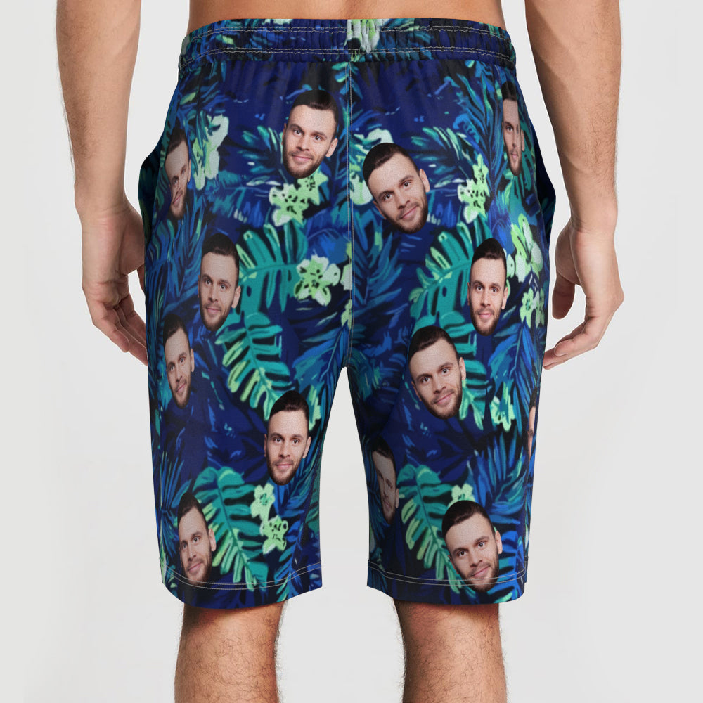 Custom Men's Face Swim Trunks Summer Seaside Vacation Beach Shorts - MyFacepajamasAU