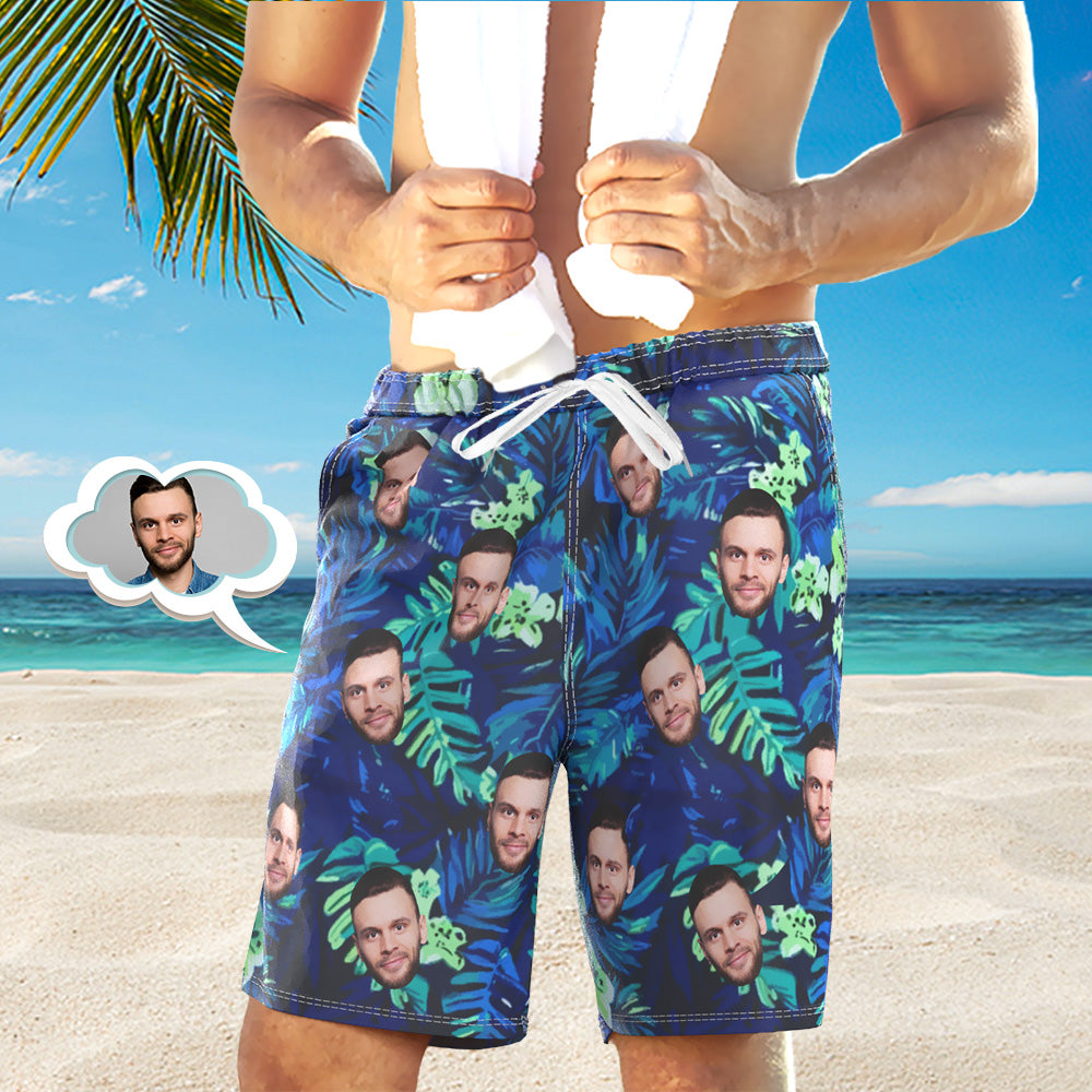 Custom Men's Face Swim Trunks Summer Seaside Vacation Beach Shorts - MyFacepajamasAU