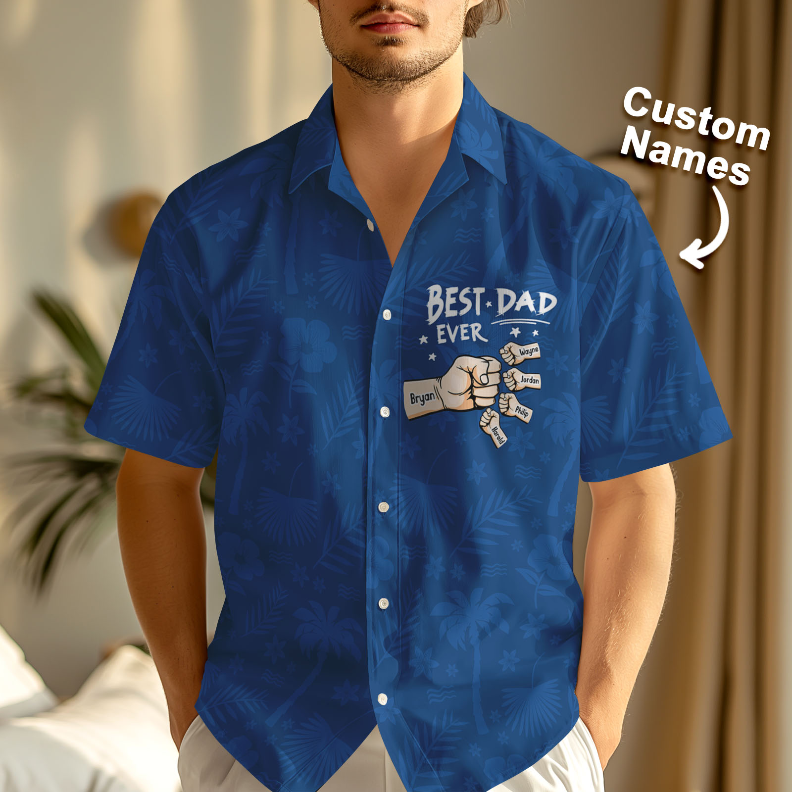 Custom Fists Hawaiian Aloha Shirt Gift Custom Button-down Shirt Gift For Dad - MyFacepajamasAU