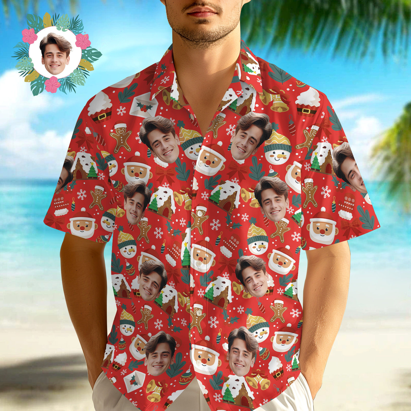 Custom Photo Hawaiian Shirt Personalized Christmas Snowman Hawaiian Shirt Gift For Christmas - MyFacepajamasAU