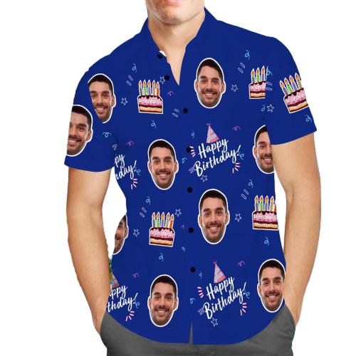 Custom Face Hawaiian Shirt All Over Print Men's Shirt Happy Birthday