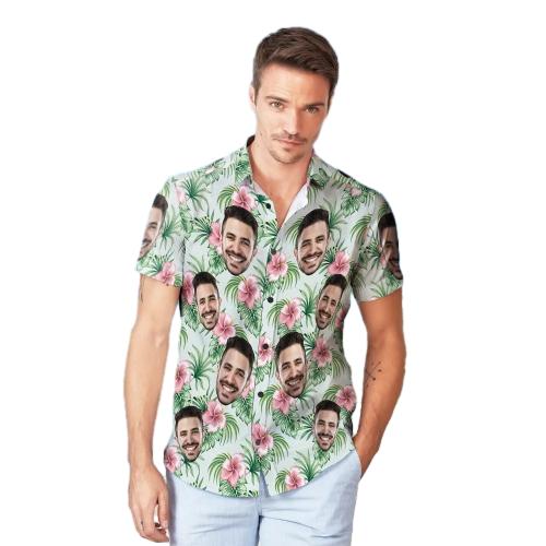 Custom Face Hawaiian Shirt And Beach Shorts Personalised Men's Photo Tropical Aloha Vacation Party Gift