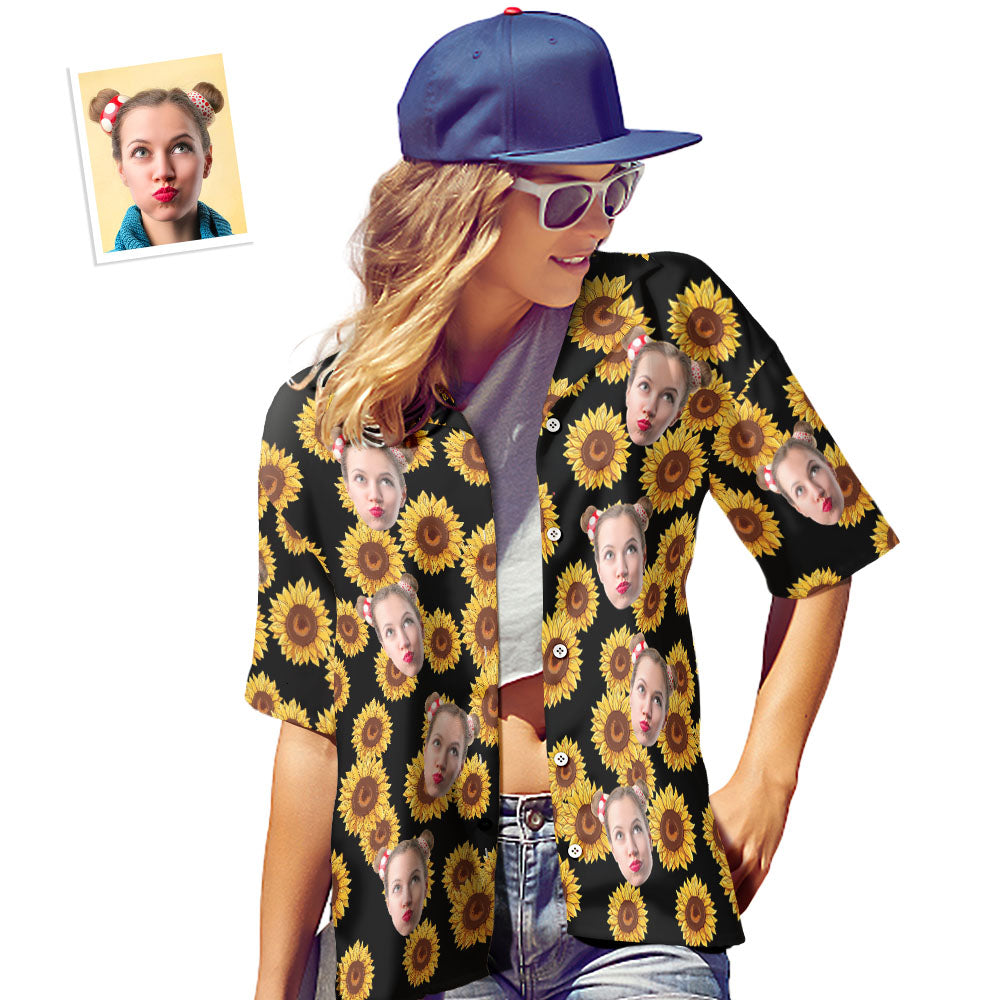 Custom Face Sunflower Women's Hawaiian Shirt