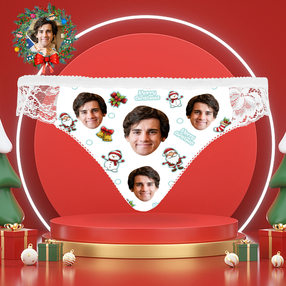 Custom Face Lace Panties Personalised Sexy Women Underwear Merry Christmas - MyFaceSocksAu