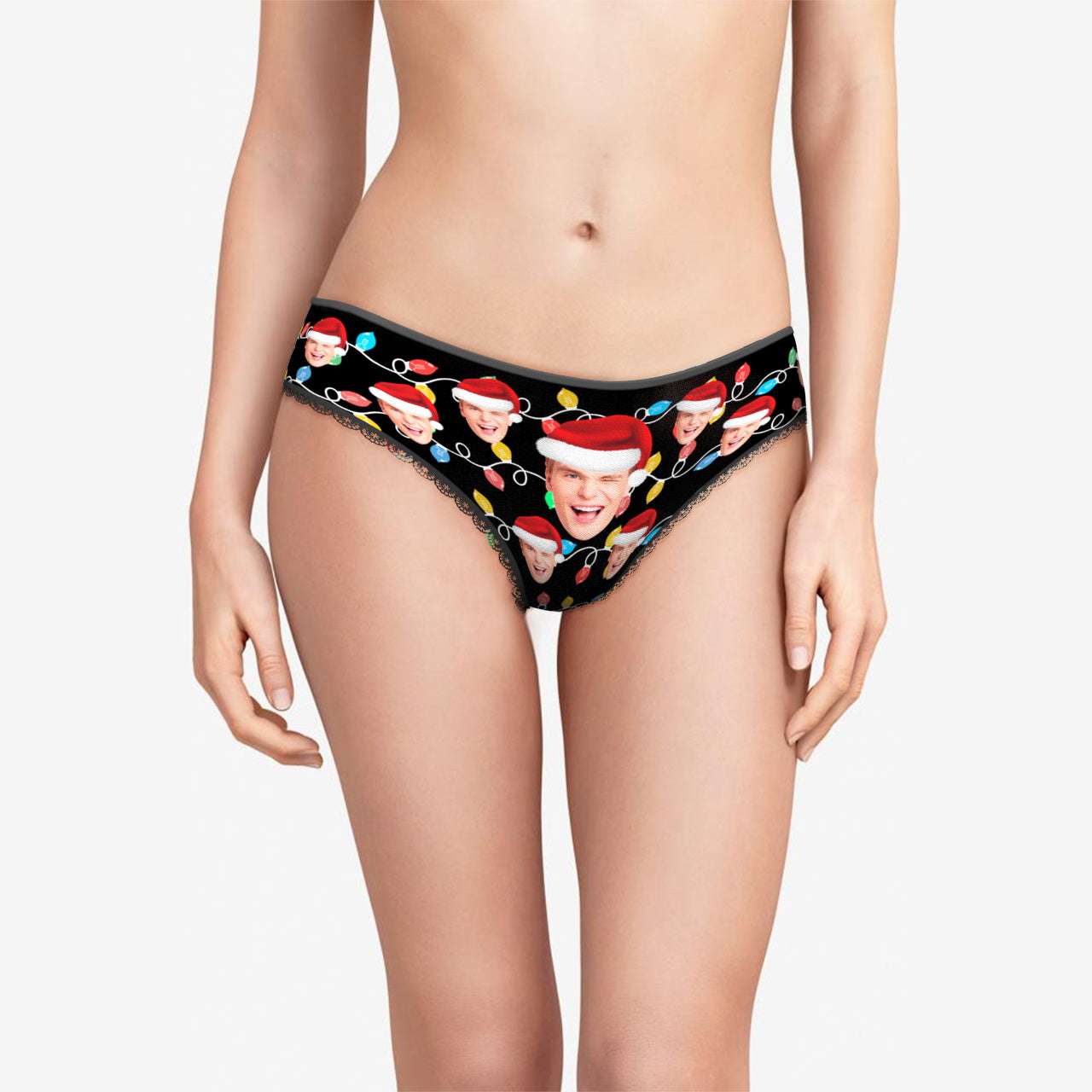 Custom Face Panties Personalised Photo Christmas Xmas Leds Lace Panties for Women