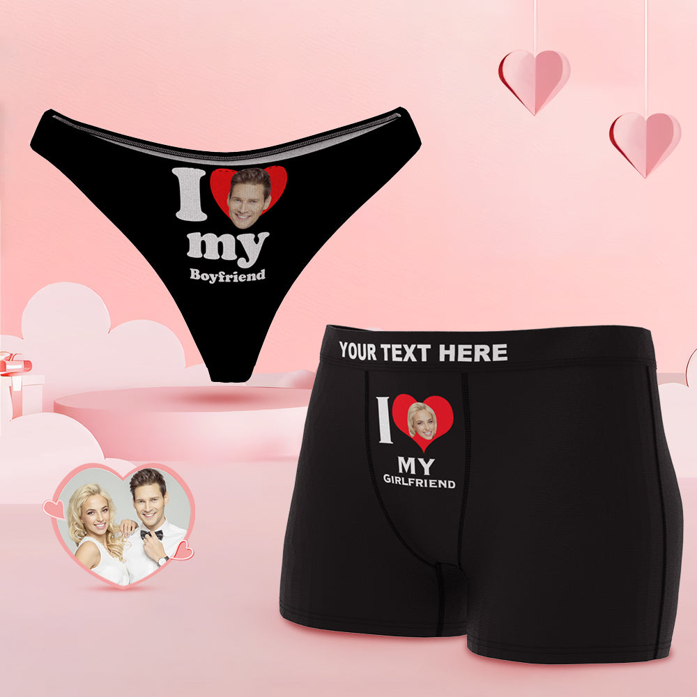 Custom Face Cute Love Couple Underwear Personalised Underwear Valentine's Day Gift - MyFacepajamasAU
