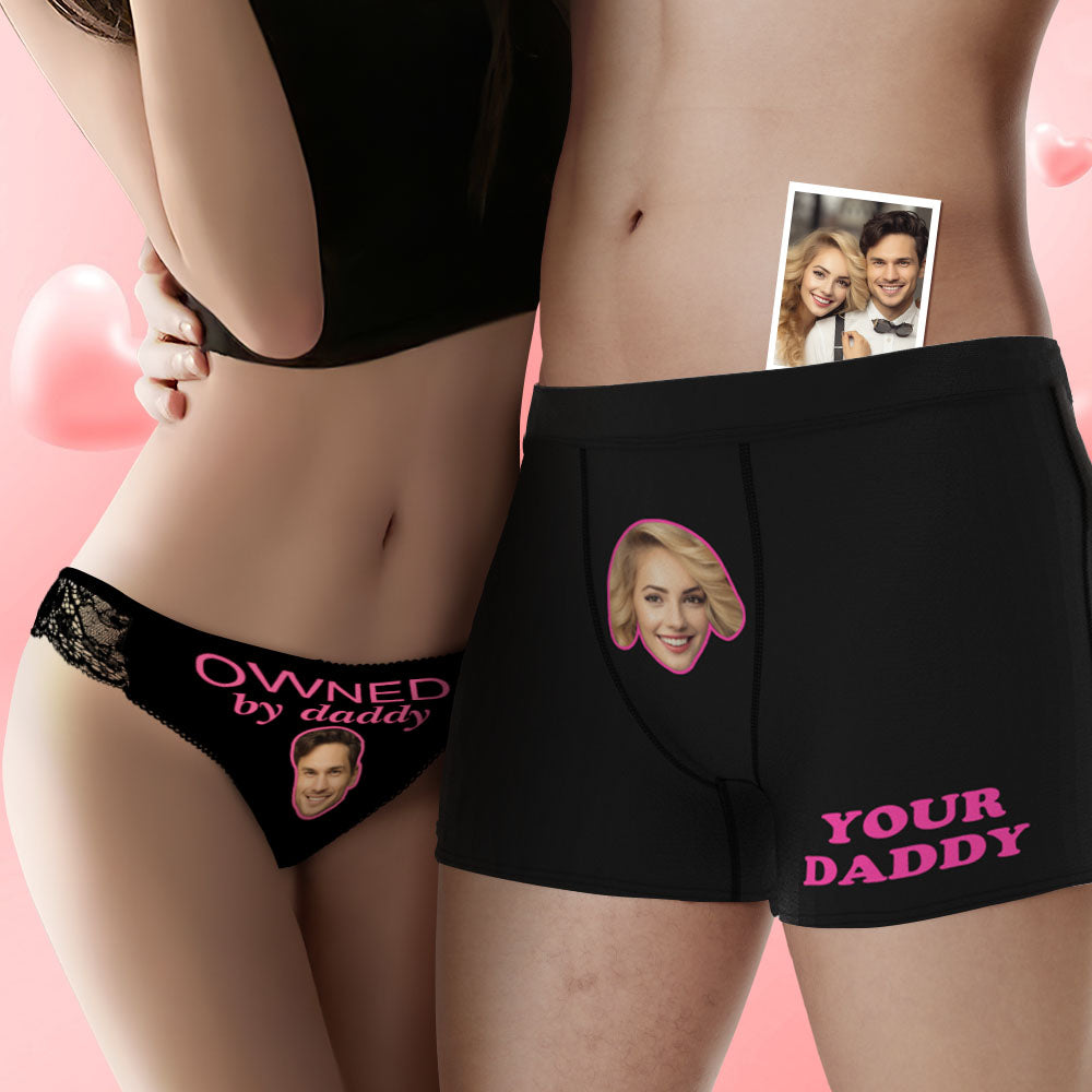 Custom Face Couple Underwear Yes Daddy Personalised Underwear Valentine's Day Gift - MyFacepajamasAU