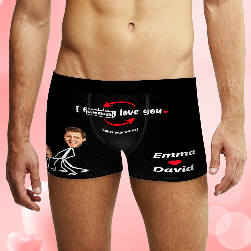 Custom Face Boxer Briefs Personalised Underwear I Love You Valentine's Day Gifts for Him - MyFacepajamasAU