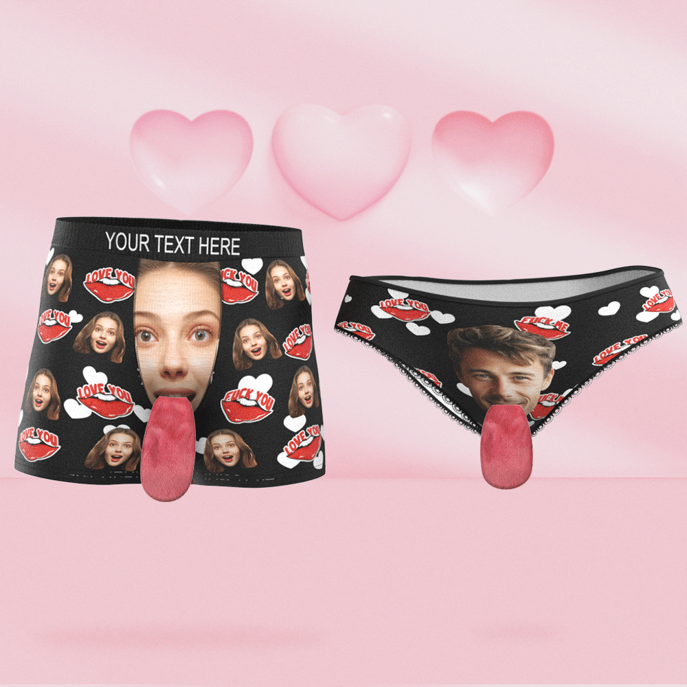 Custom Face Underwear Personalised Magnetic Tongue Underwear Love You Valentine's Gifts for Couple - MyFacepajamasAU