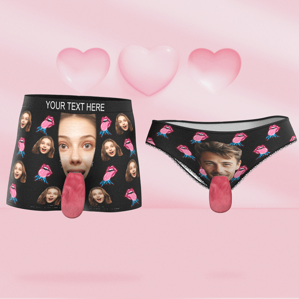 Custom Face Underwear Personalised Magnetic Tongue Underwear Sexy Lips Valentine's Day Gifts for Couple - MyFacepajamasAU