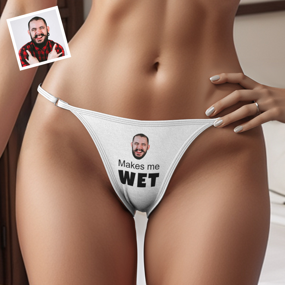 Custom Face Ring Linked Panty Makes Me Wet Personalised Photo Thong Panties Valentine's Day Gift
