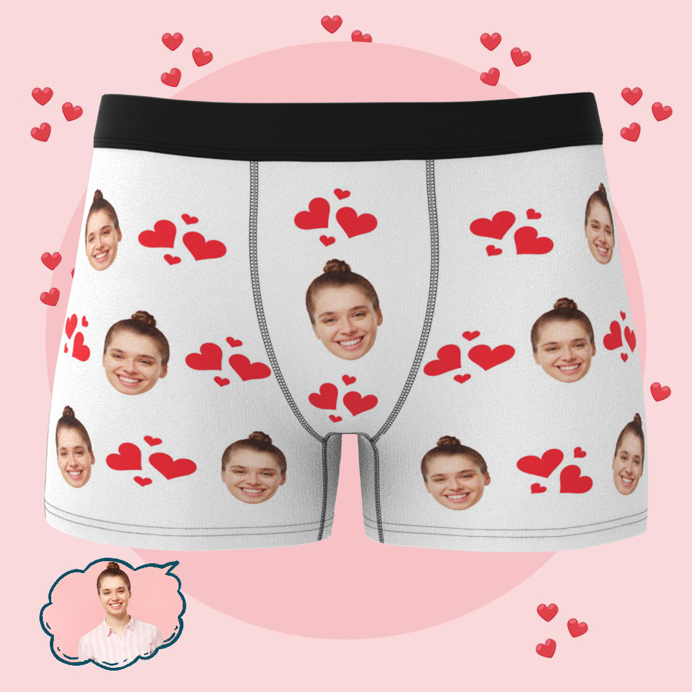 Custom Heart Face Boxers Popular Boxer Shorts Men's Underwear Valentine's Day Gifts - MyFacepajamasAU