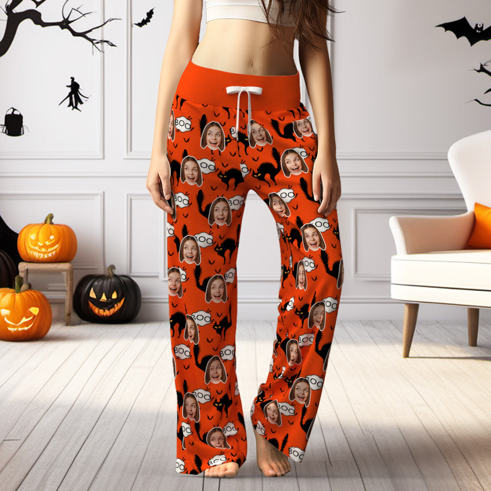 Custom Face Pants Ladies Loose Wide-Leg Pants Halloween Pants