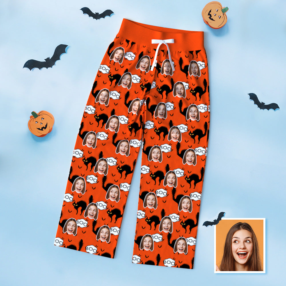 Custom Face Pants Ladies Loose Wide-Leg Pants Halloween Pants