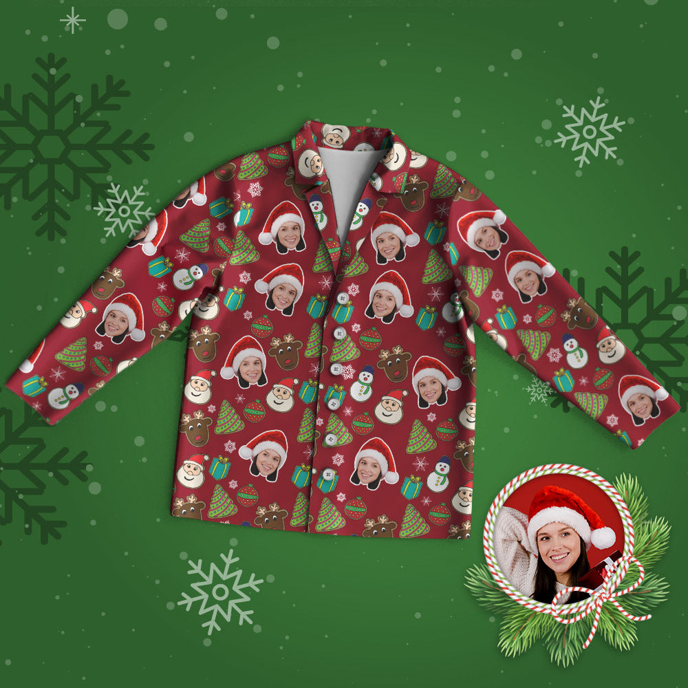 Custom Face Pajama Personalized Red Photo Pajamas Christmas Gifts