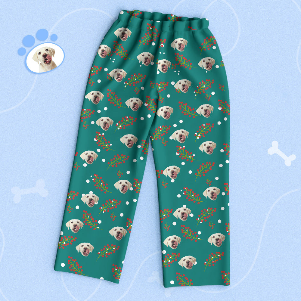 Custom Green Pet Face Pajamas Cherry Pajamas